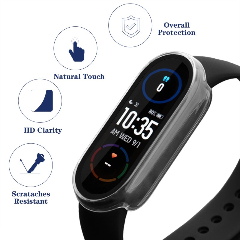 Hot Sale/Basic Casing Pelindung Dengan Built In PET Screen Protector Untuk Mi Band/Hard PC Shockproof Cover Kompatibel Dengan Mi Band6/Gelang5/Gelang4/Gelang3/Versi nfc