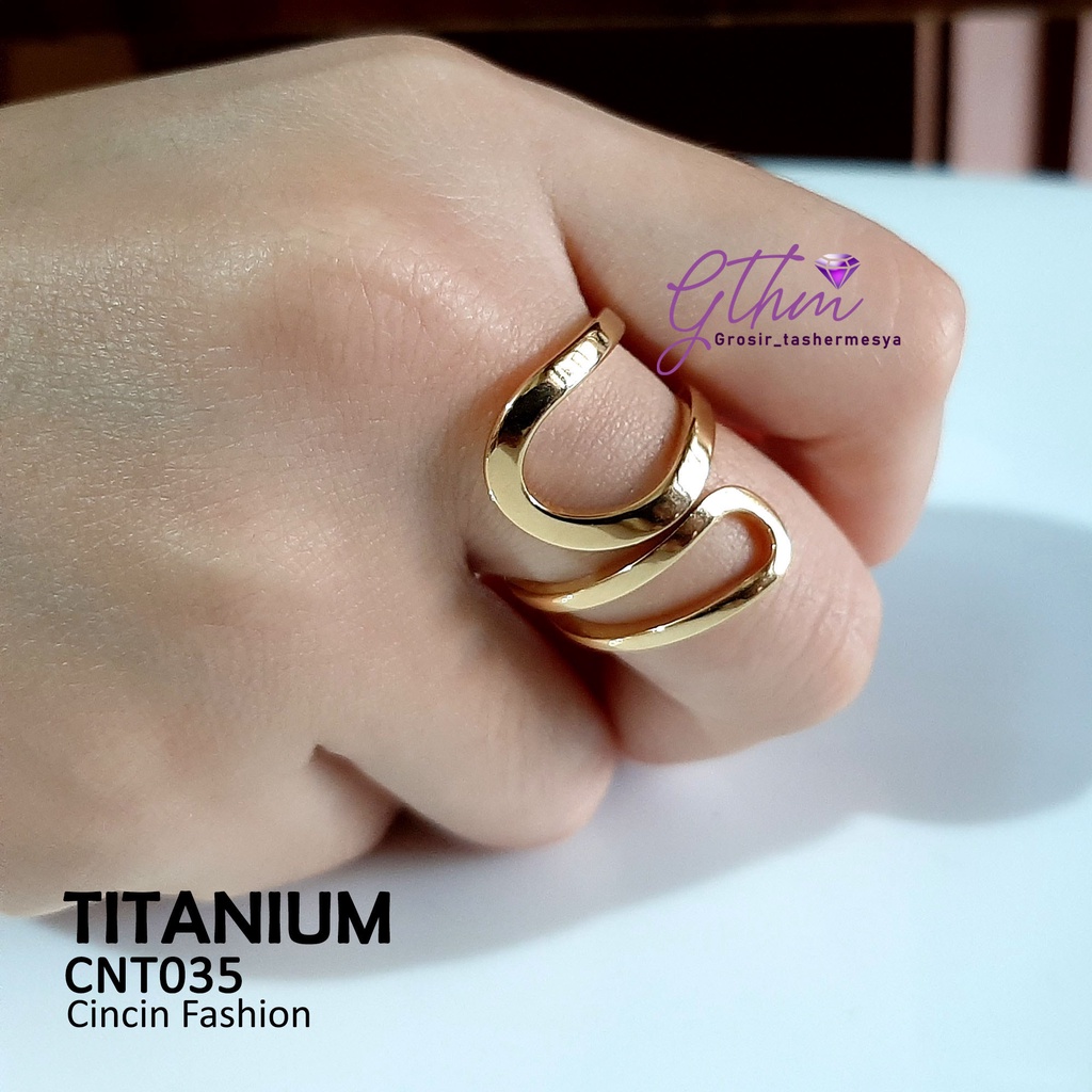 cincin titanium wanita spiral anti karat mewah simple cnt035