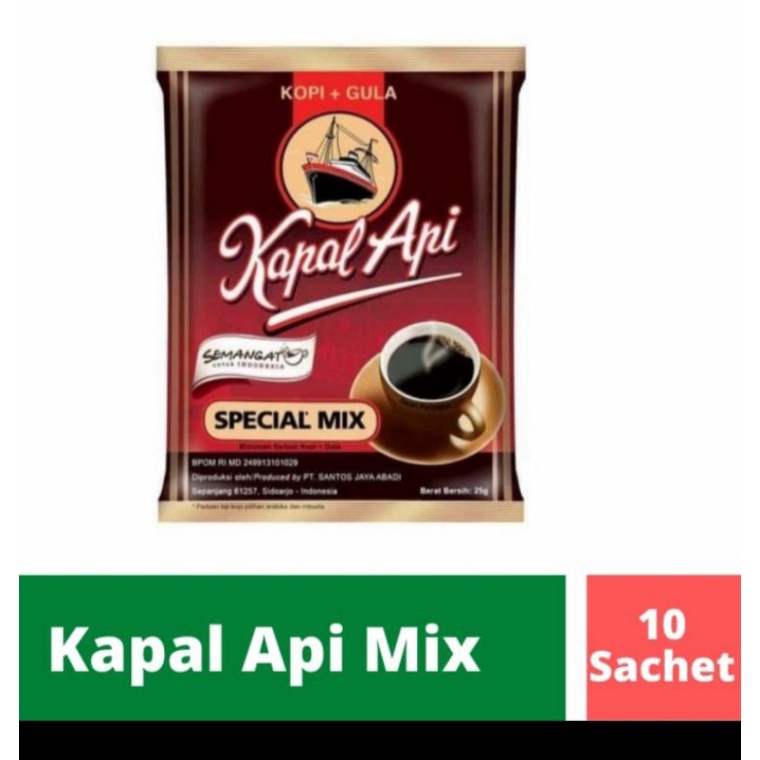 

Kopi kalpal api sepecial mix 1 renceng 10 sachet kemasan 25gr