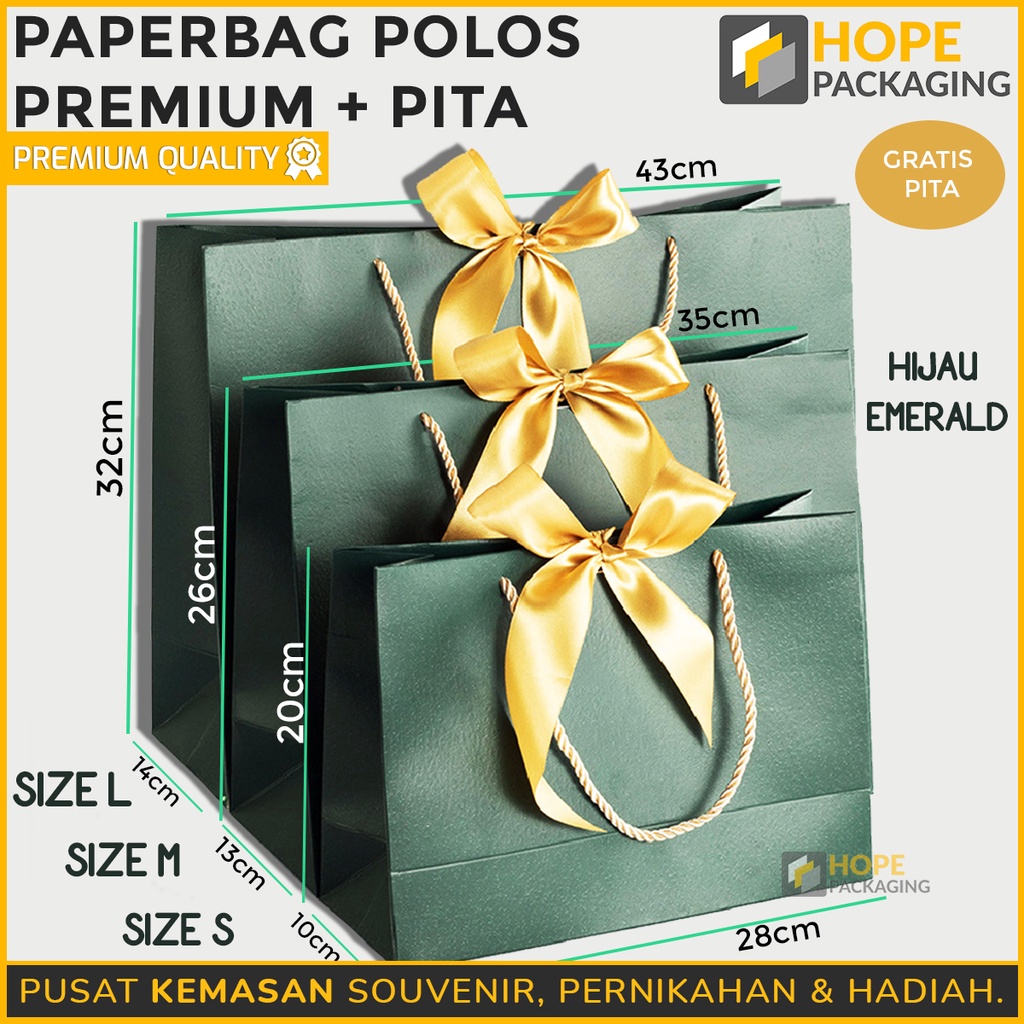 Paperbag Polos warna Glossy Ukuran  34.5x25x8.5cm