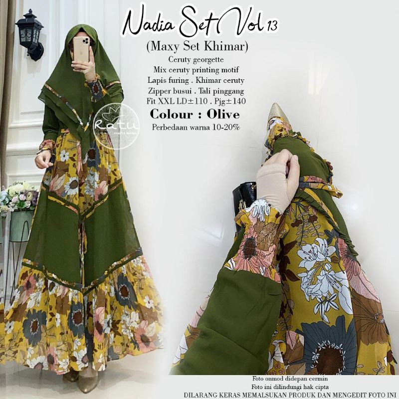 Gamis Maxy Set Khimar - Nadia Set Vol 13 Ori by Ratu