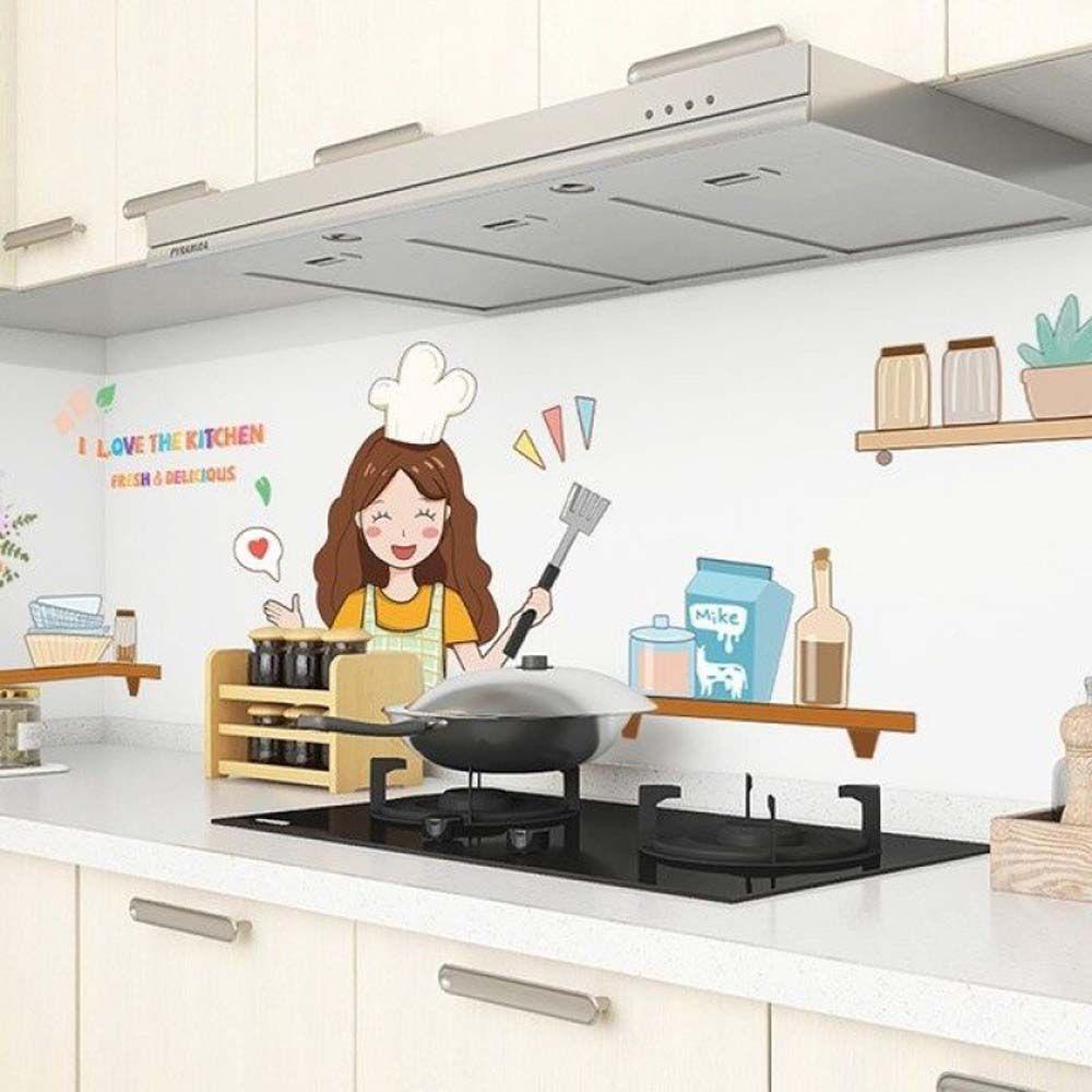 Agustinina Stiker Dinding Kreatif Tahan Minyak Kabinet Dapur Meja Mural