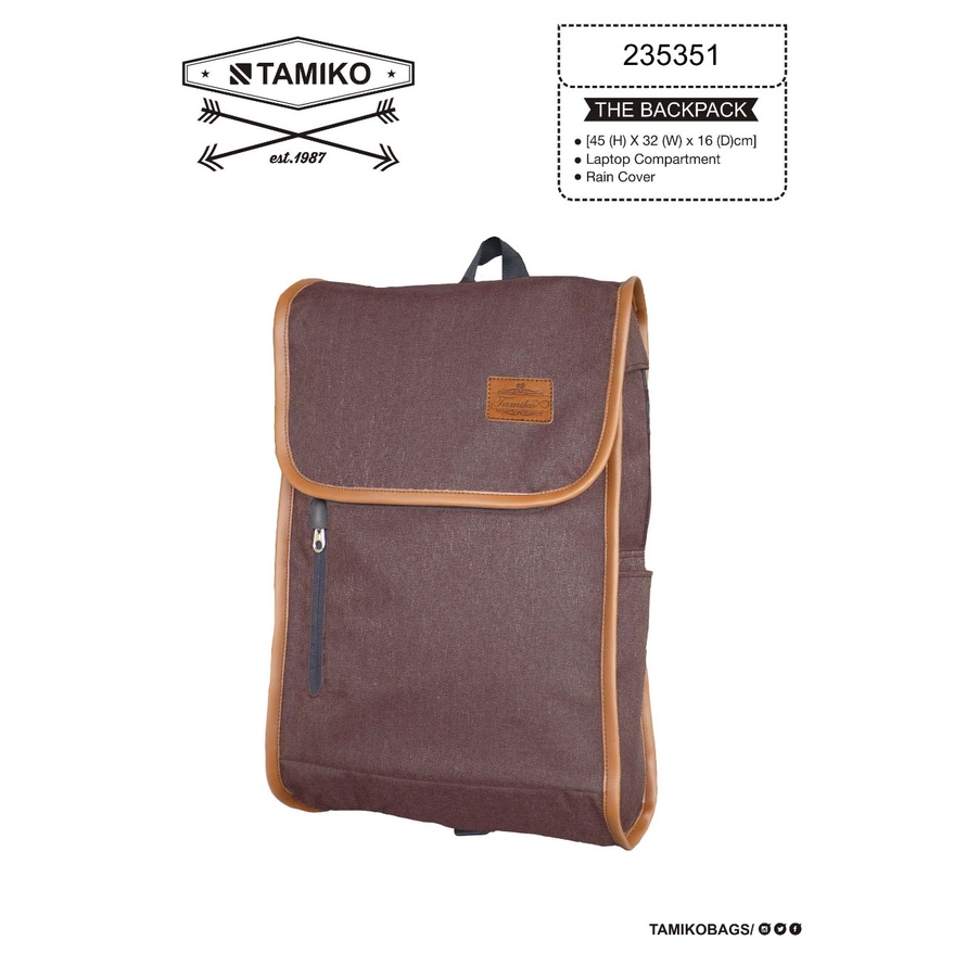 Tas Ransel TAMIKO 235351 Backpack UNISEX Pria Wanita Laptop Original Berkualitas
