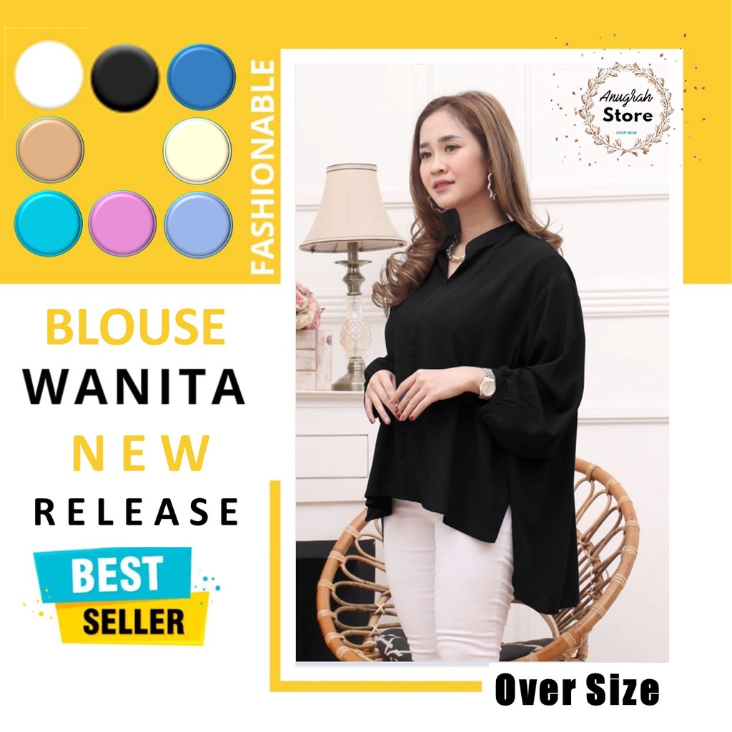 Kemeja Wanita Casual Blouse Over Size Blus Hem Kmeja Wanita Lengan Panjang Kemeja Cewek Lengan Panja