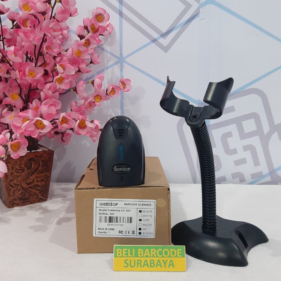 BARCODE SCANNER 1DIMENSI CODESHOP CD303 | CD 303 | CD-303 AUTO SCAN + STAND