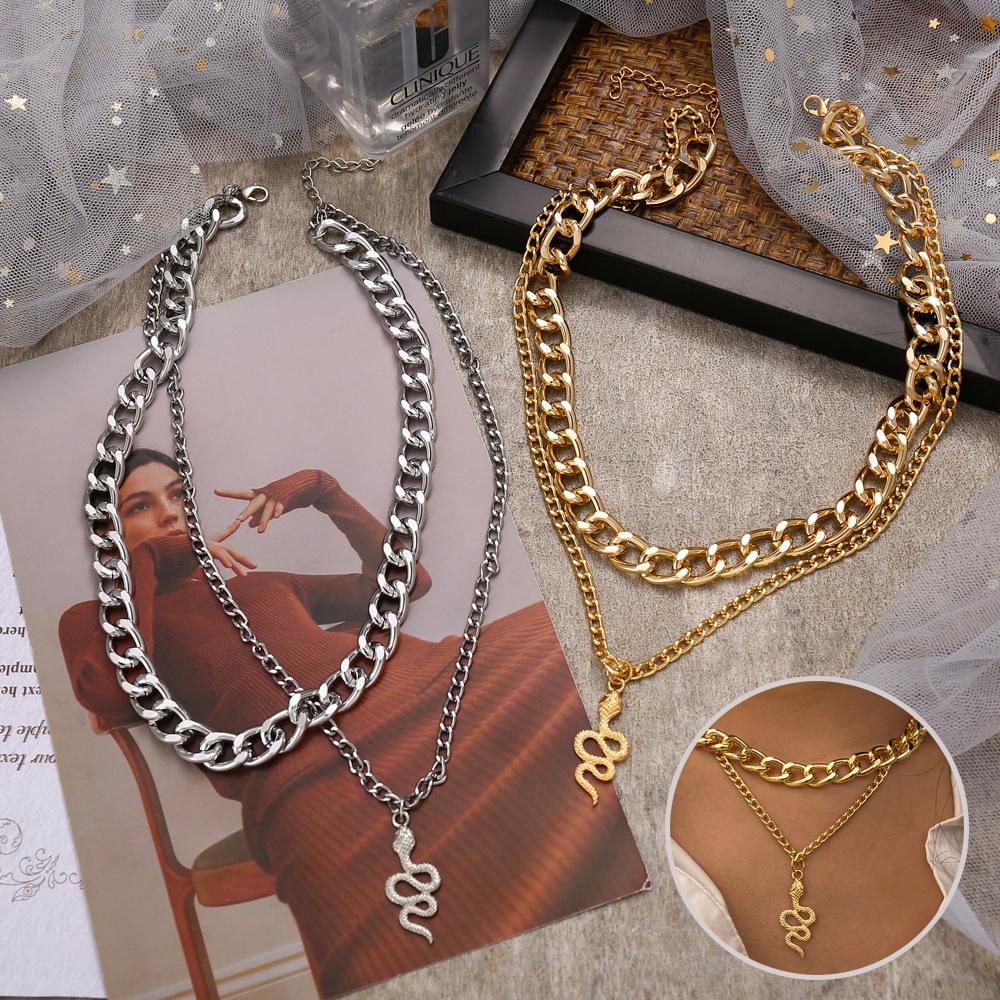 R-bunga Ular Kalung Wanita Perak Perhiasan Aksesoris Ular Liontin Hadiah Hari Valentine Punk Kalung Liontin Necklaces