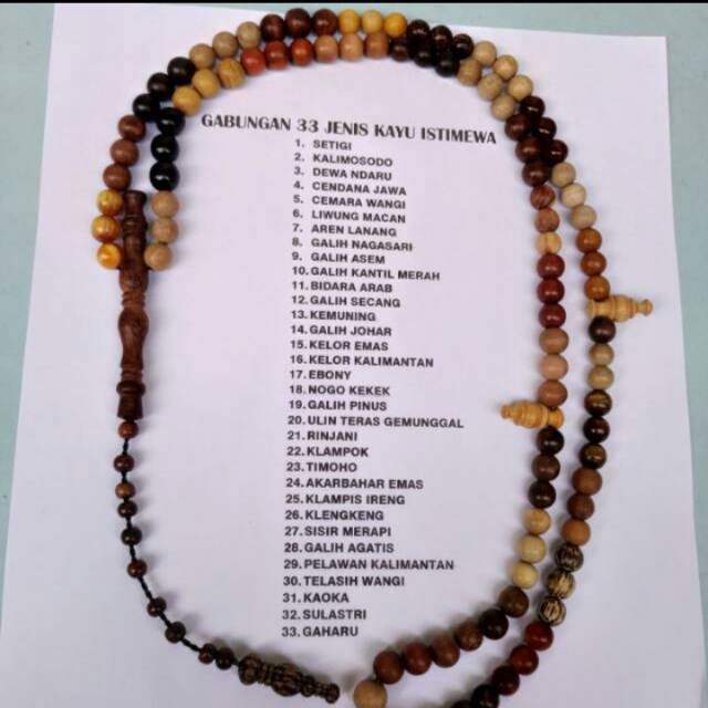 Tasbih Istimewa Gabungan Kayu Nusantara ukuran 7 mm