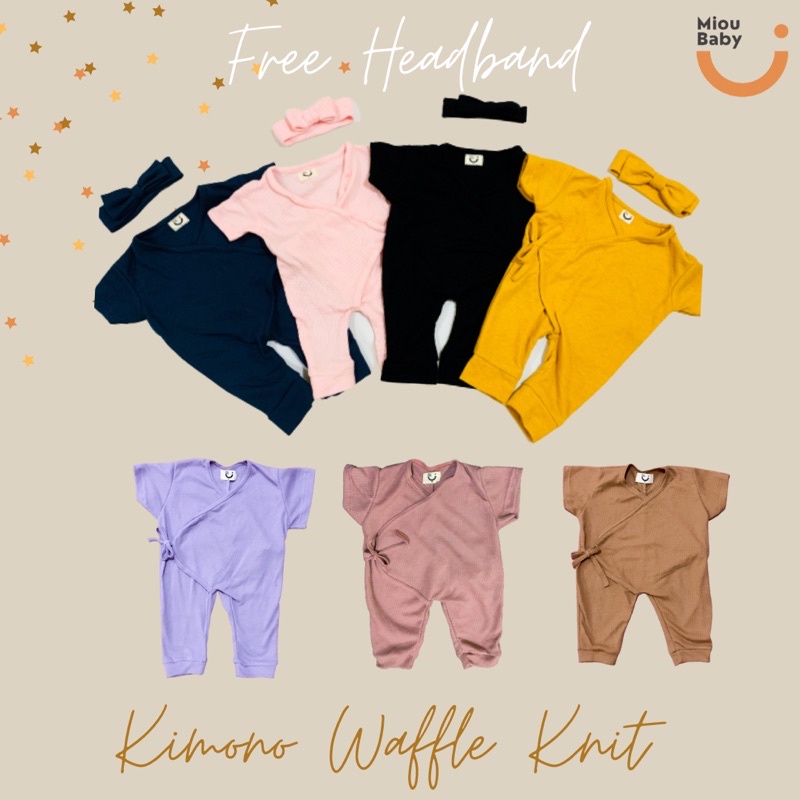 [12.12 SALE] Mioubaby Kimono Basic Free Headband / kimono bayi / jumper bayi / jumpsuit bayi / hadiah lahiran / baju anak perempuan / kimono anak / waffle knit / baju anak / jumper anak / jumper bayi / jumpsuit bayi