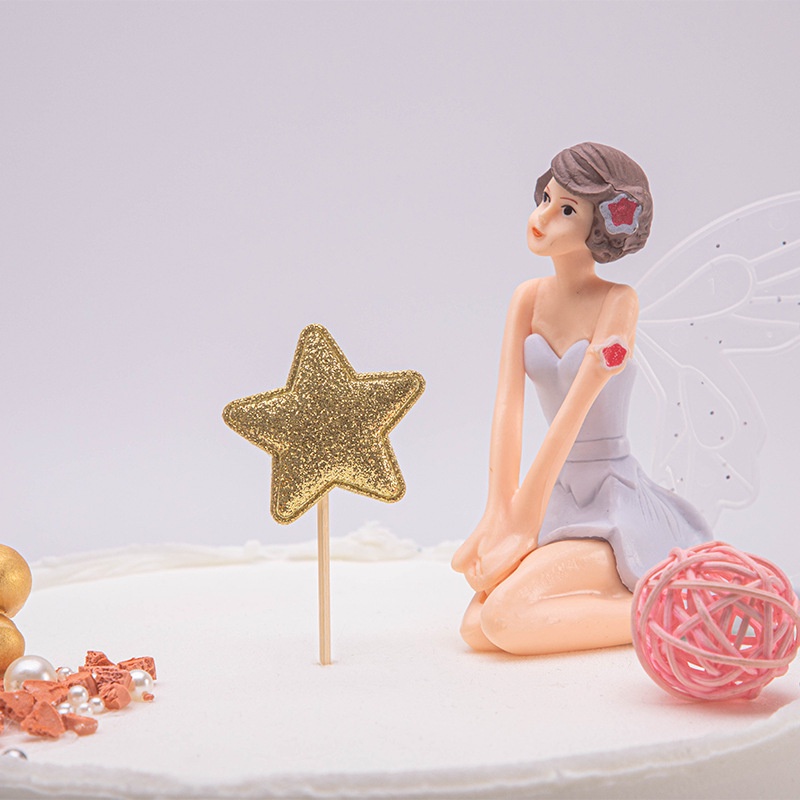 5PC Topper Ultah Dekorasi Cake PU Love Decoration Star Crown Baking Happy Birthday Kue Ulang Tahun Hiasan Bintang Mahkota Hati LADALA