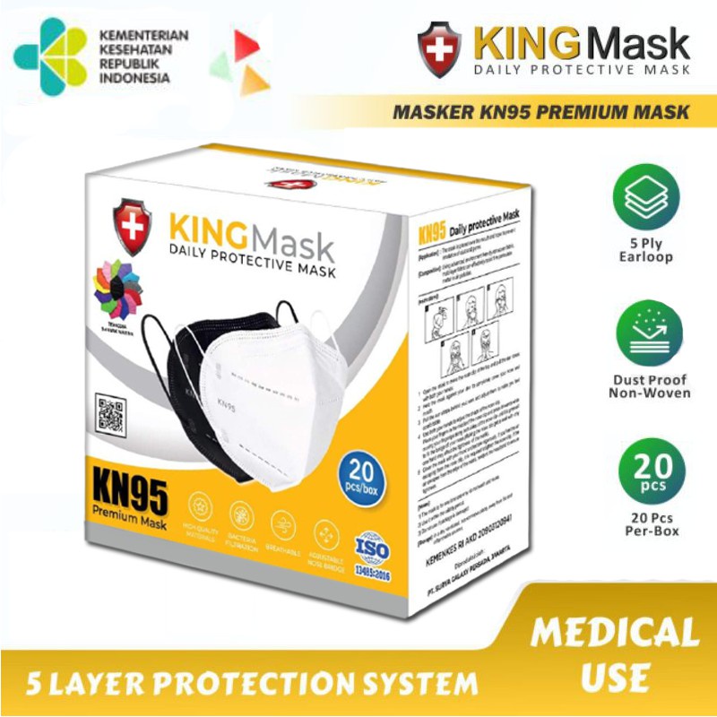 Masker KN95 King Mask 5ply isi 20pcs Masker Earloop Masekr n95 Disposable Face Mask Masker kn 95 Kemasan Box