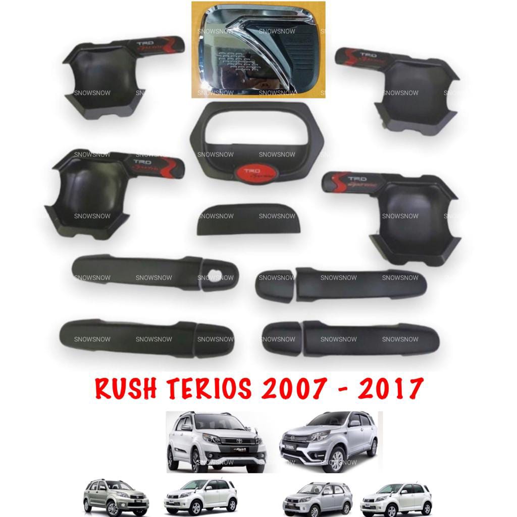 Paket Outer Handle Tank Cover Rush Terios Lama 2007 2015 2017 TRD Hitam Chrome