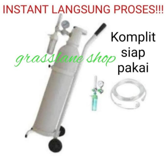 Tabung Oksigen 1 M3 Komplit Tabung Troly Regulator Selang Oksigen Shopee Indonesia