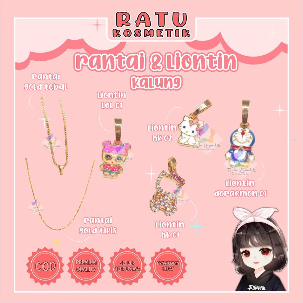 ❤ RATU ❤ Rantai Kalung | Necklace Liontin Bandul Wanita Anak Set Gelang  Cincin Anting | Perhiasan