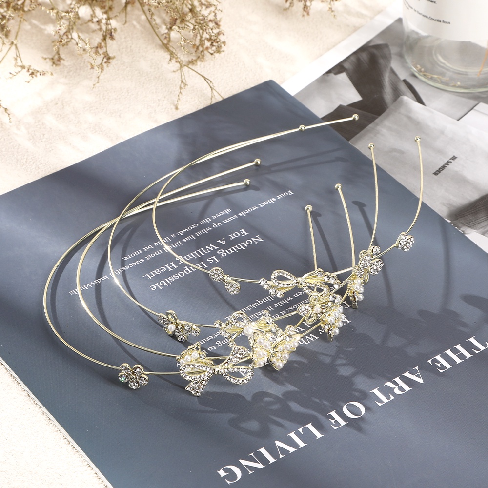 Headband Bahan Alloy Aksen Mutiara Dan Berlian Imitasi Untuk Wanita