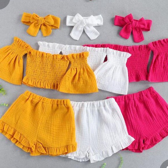 IL - SETELAN ANAK ELLIAS / SET BAJU BALI ANAK CREPE ELFIS SABRINA RUFFLE / SET SABRINA CELANA RUFFLE BALITA PEREMPUAN