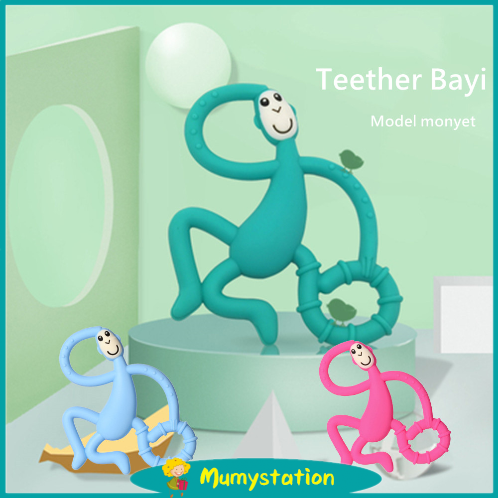 Mumystation Teether bayi silikon / gigitan bayi model monyet / molar stick bayi BPA Free