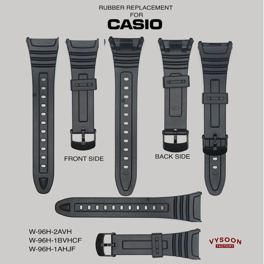 Strap Tali Karet Rubber Casio Original Pengganti W-96H W96H W96 H