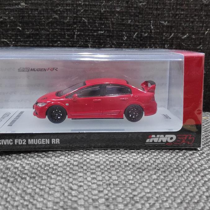 Diecast skala 1 64 Inno Honda Civic FD Mugen RR Merah