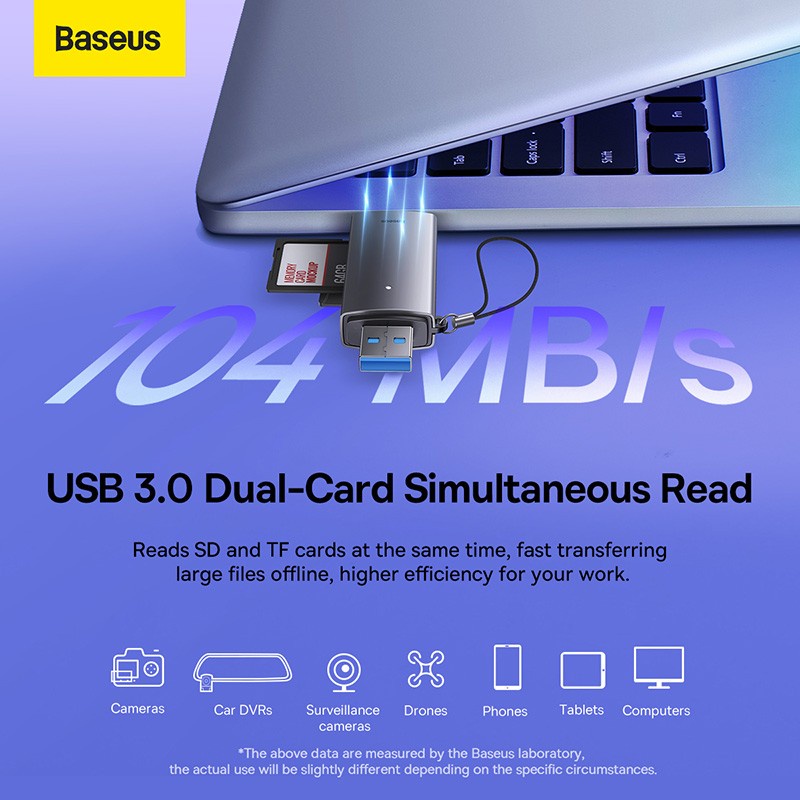 Baseus Card Reader USB 3.0 Type C to SD TF - High Speed 2 in 1 OTG Adapter - Garansi Resmi 6 Bulan