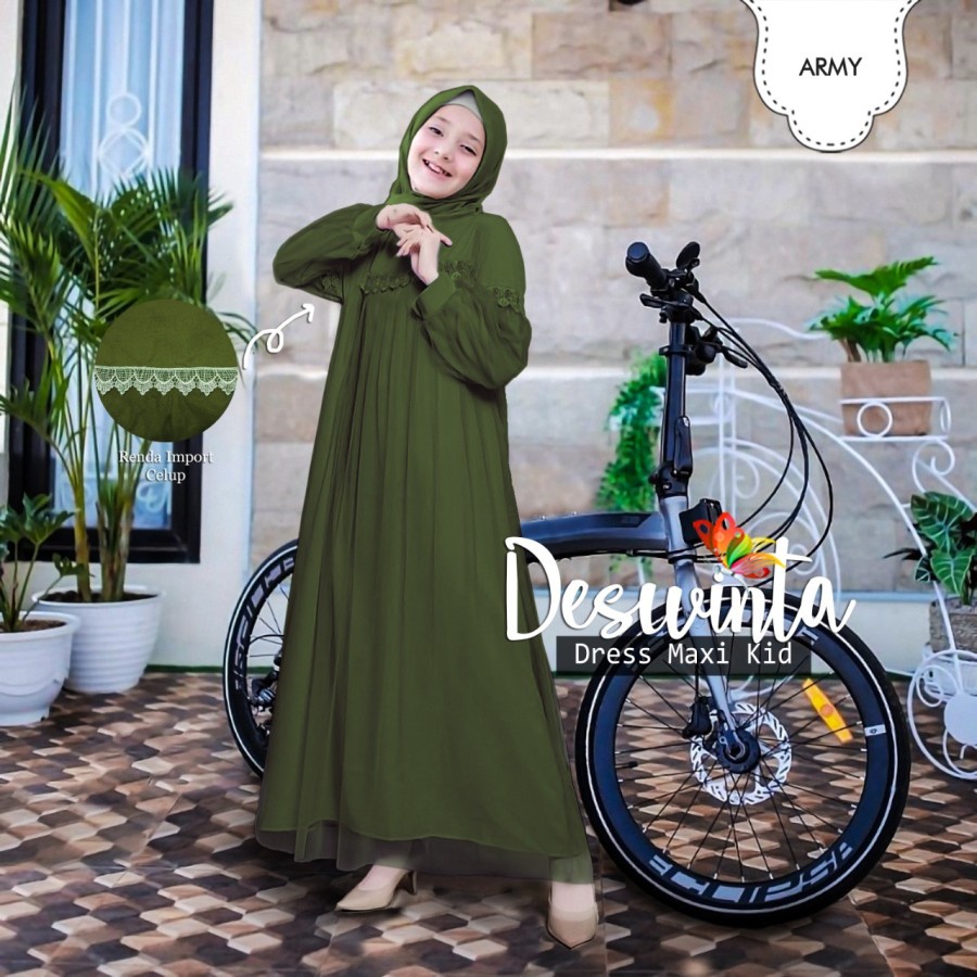 Baju Gamis Anak Gadis Umur5 6 7 8 9 10 11 12 13 14 Tahun Kids Maxi Dress Anak Tile Deswinta Gamis Te