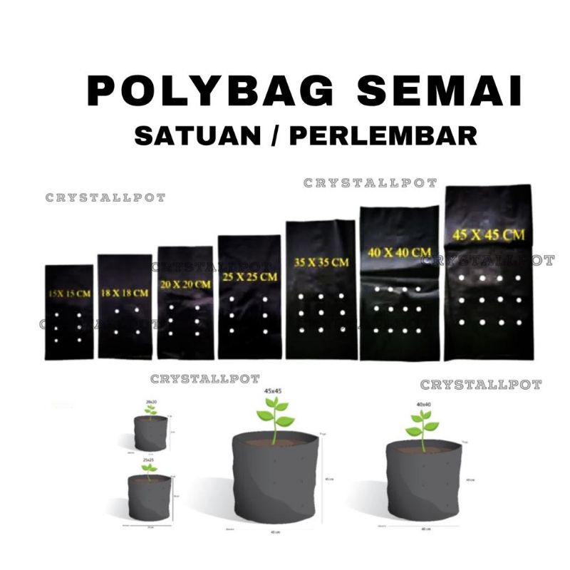 plastik POLYBAG polibag semai tanaman ecer satuan KECIL SEDANG - POLYBAG PERLEMBAR