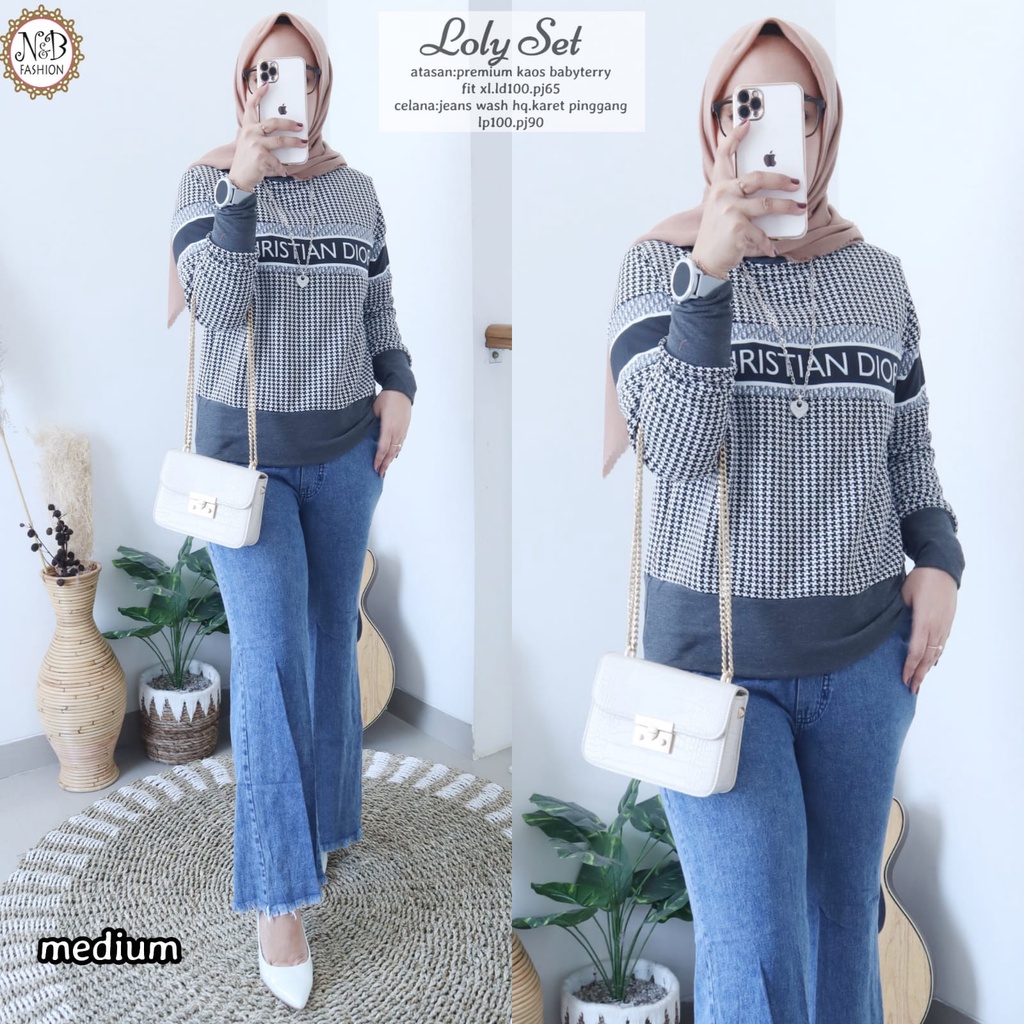 KAOS SET JEANS-JEANS SET-ATASAN SET-ATASAN WANITA-DIOR