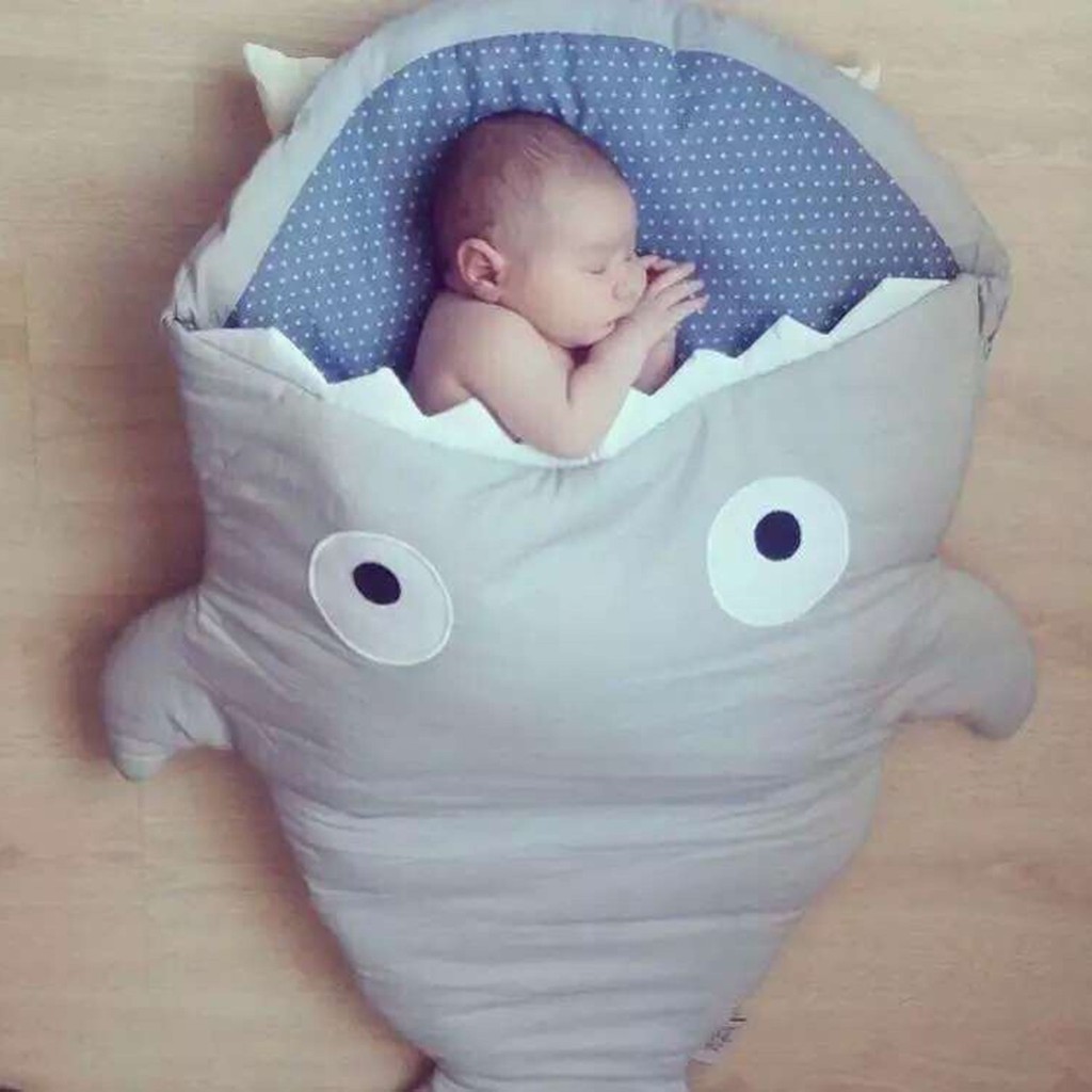 Cartoon Shark Baby Sleeping Bag Bed Swaddle Blanket Shopee Indonesia