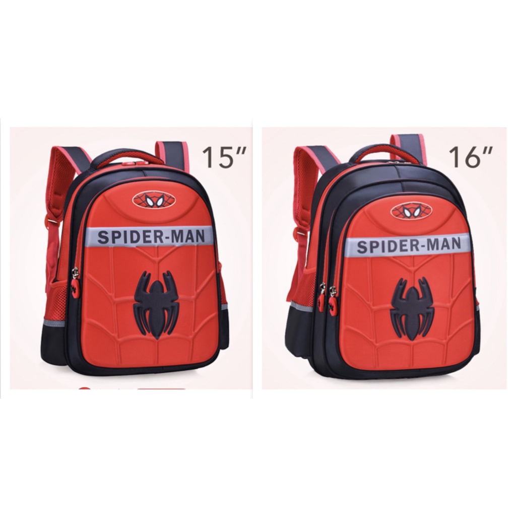 WWH02 Tas Anak Sekolah Ransel 15&quot; - 16&quot; Besar Spiderman Captain America Murah TKM