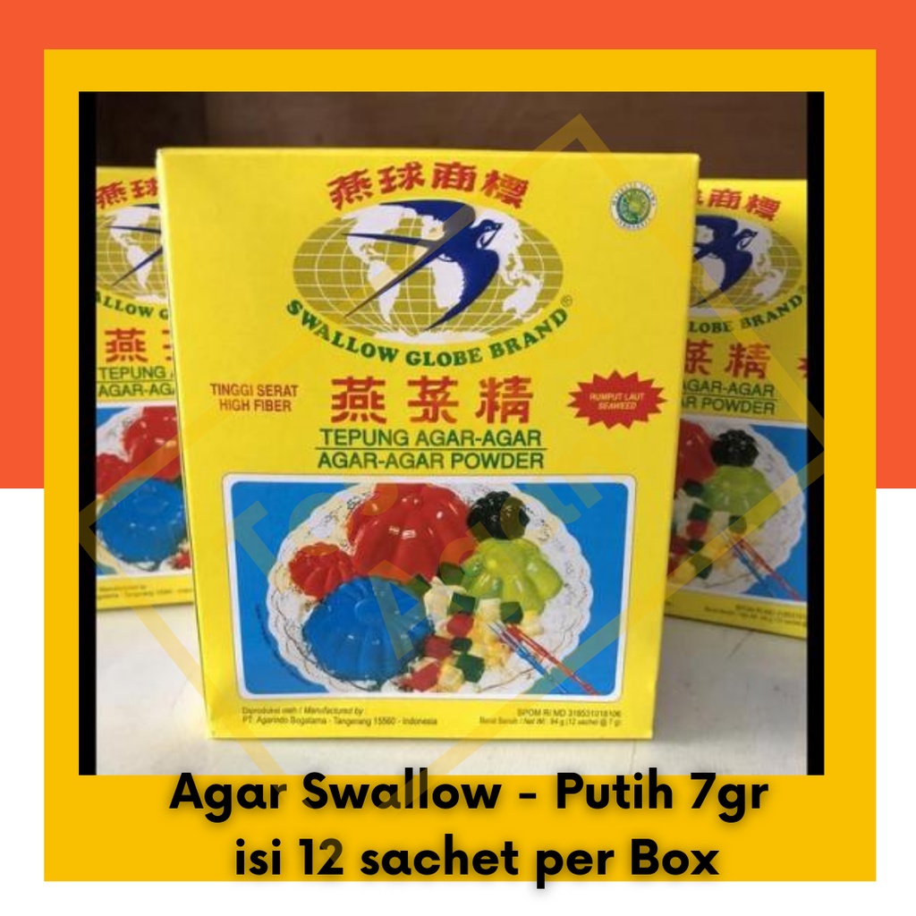 Agar Swallow Globe 7gr Plain Bening Tanpa Warna 1 Box Isi 12 sachet