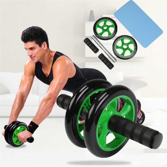 Power Wheel Alat Bantu Fitness Roller Push Up Pushup Plank ABS Perut 2z