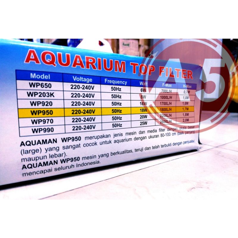 PROMO MURAH Pompa Aquarium Box Filter AQUAMAN WP 950