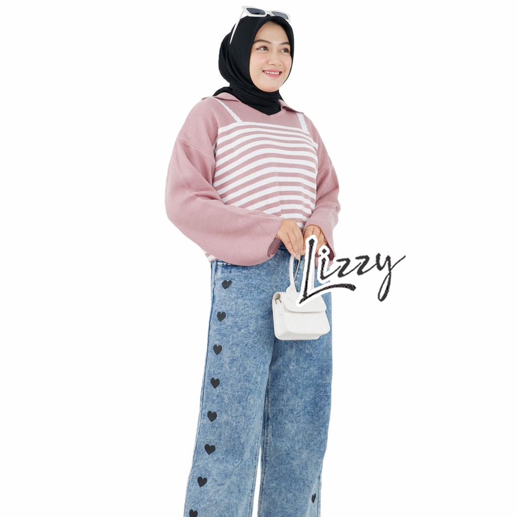 Lizzy - KNITWEAR SWEATER CROPTY BELVA STRIPE PREMIUM