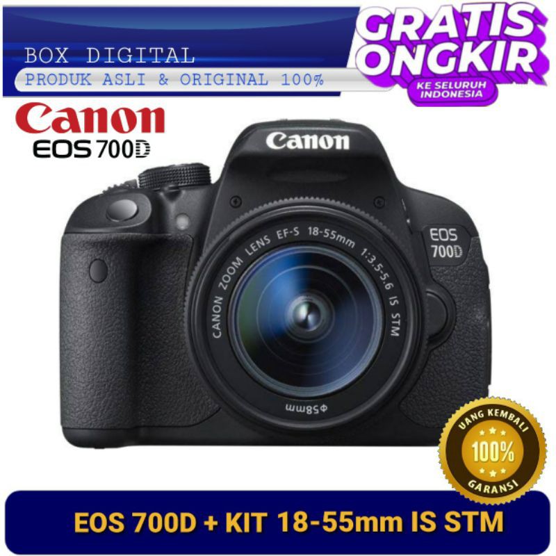 KAMERA CANON EOS 700D + LENSA 18-55MM IS STM BERGARANSI 1 THN PRODUK BARU DAN ORIGINAL M3 750D 600D