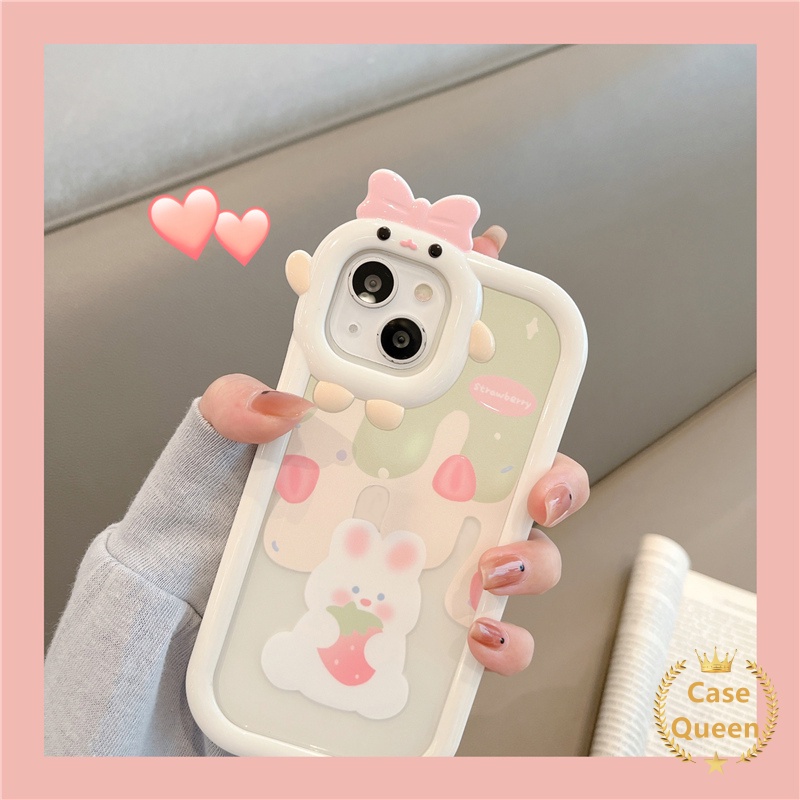 Case Beruang Es Krim Oppo A17 A15 A7 A5S A5S A12 A3S A12E A53 A74 A95 A16K A16E A52 A92 A17K A96 A76 Reno 5 5F 4F A55 A16s A57 A54 A16 A31 A5 A9 Bow-knot Little Monster Bunny Strawberry