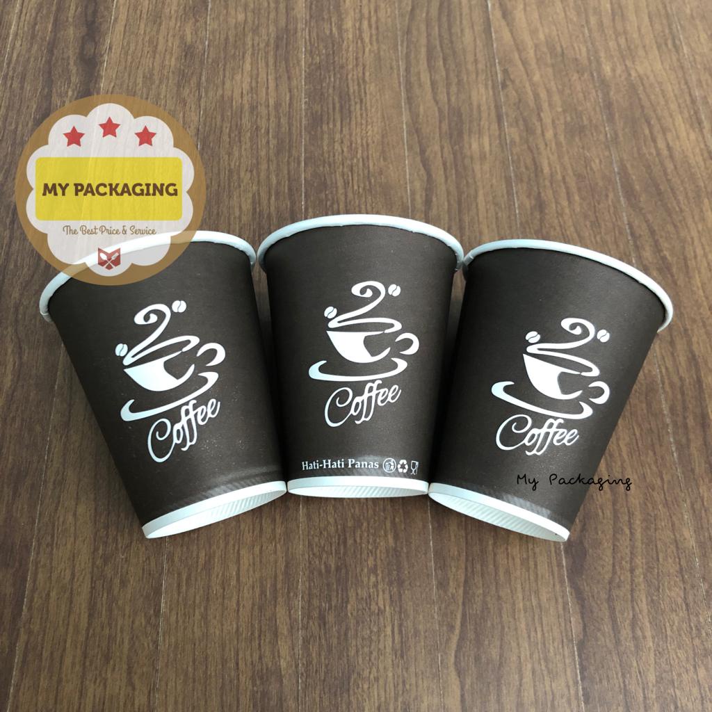 Paper Cup 8oz / Gelas Kopi Kertas - MOTIF ( Tanpa Tutup ) isi 50pcs/pack of