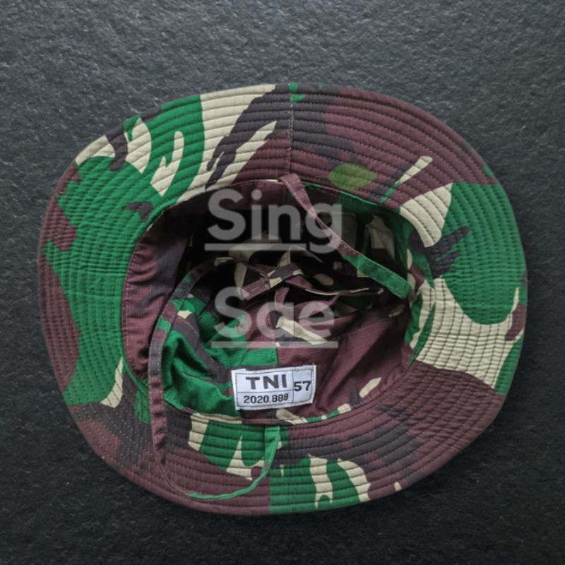 Topi Rimba Jatah Pembagian TNI/topi daun lebar/bucket hat/topi loreng tni