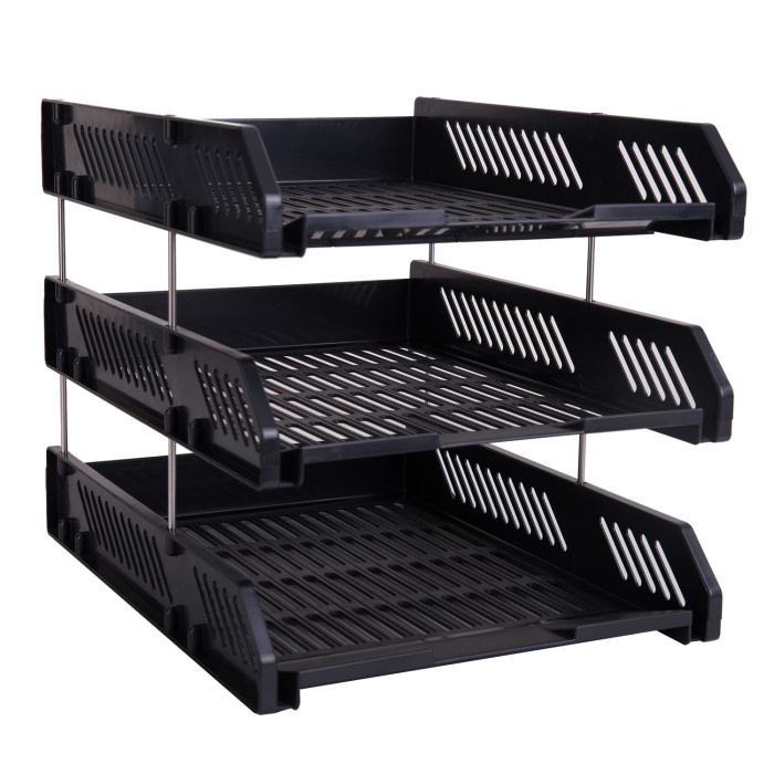 

File-Box- Deli File Tray / Rak File Susun Bahan Plastik 2/3 Tingkat E920X - 2 Susun Hitam -Box-File.