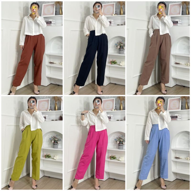 ♡ PREMIUM ♡ ORIGINAL ! ANNE 2 IN 1 SET LONG SLEEVE SLING BACK SHIRT WITH LONG PANTS / SETELAN KEMEJA LENGAN PANJANG &amp; CELANA PANJANG ( BUSUI FRIENDLY )