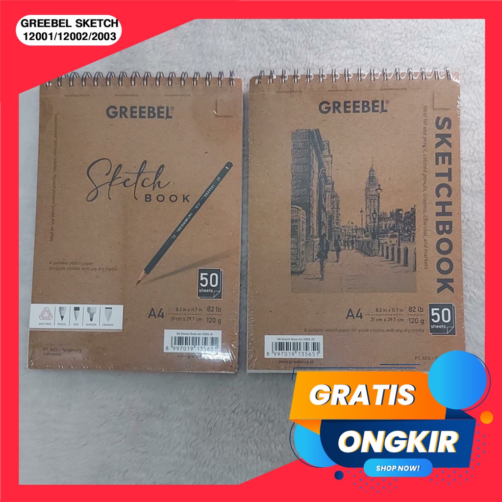 GREEBEL SKETCH BOOK A4 / buku ganbar A4/ 12001/12002/2003