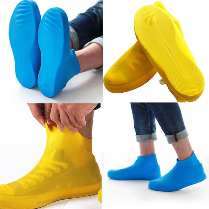 Silicon Balon Cover Shoes Jas Sepatu Karet Latex Waterproof Low Pendek - L Kuning - goodjoibag