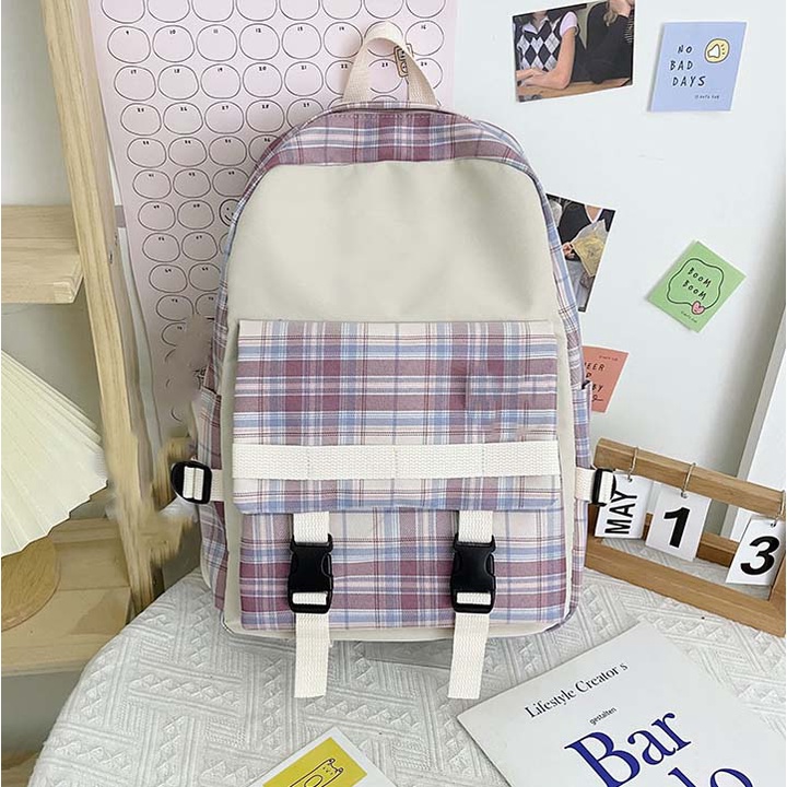 ARISTA TAS RANSEL SEKOLAH ANAK REMAJA SD SMP SMA NGAJI MOTIF KOTAK KOTAK TERBARU MODEL KOREA