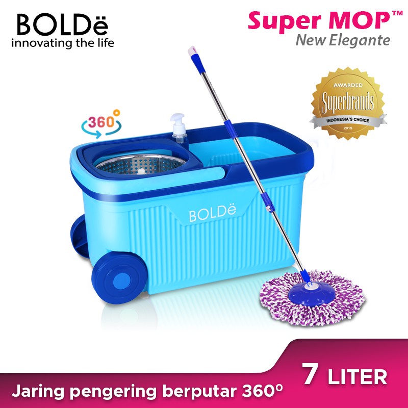 BOLDe Super Mop Elegante Alat Pel Lantai BONUS Refill Kain Pel Microfiber