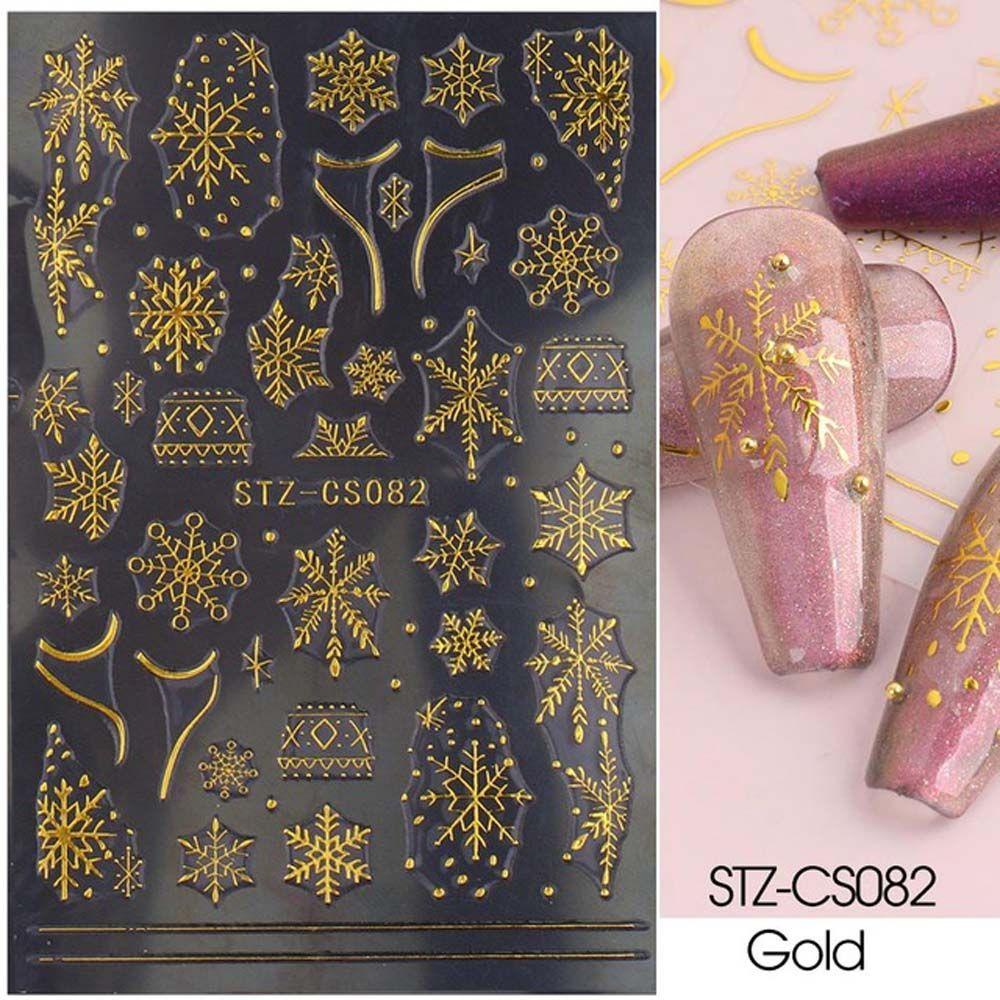 MXBEAUTY Stiker Kuku Natal Wanita Fashion Cinta Hati Manikur Aksesoris Snowman Nail Art Dekorasi