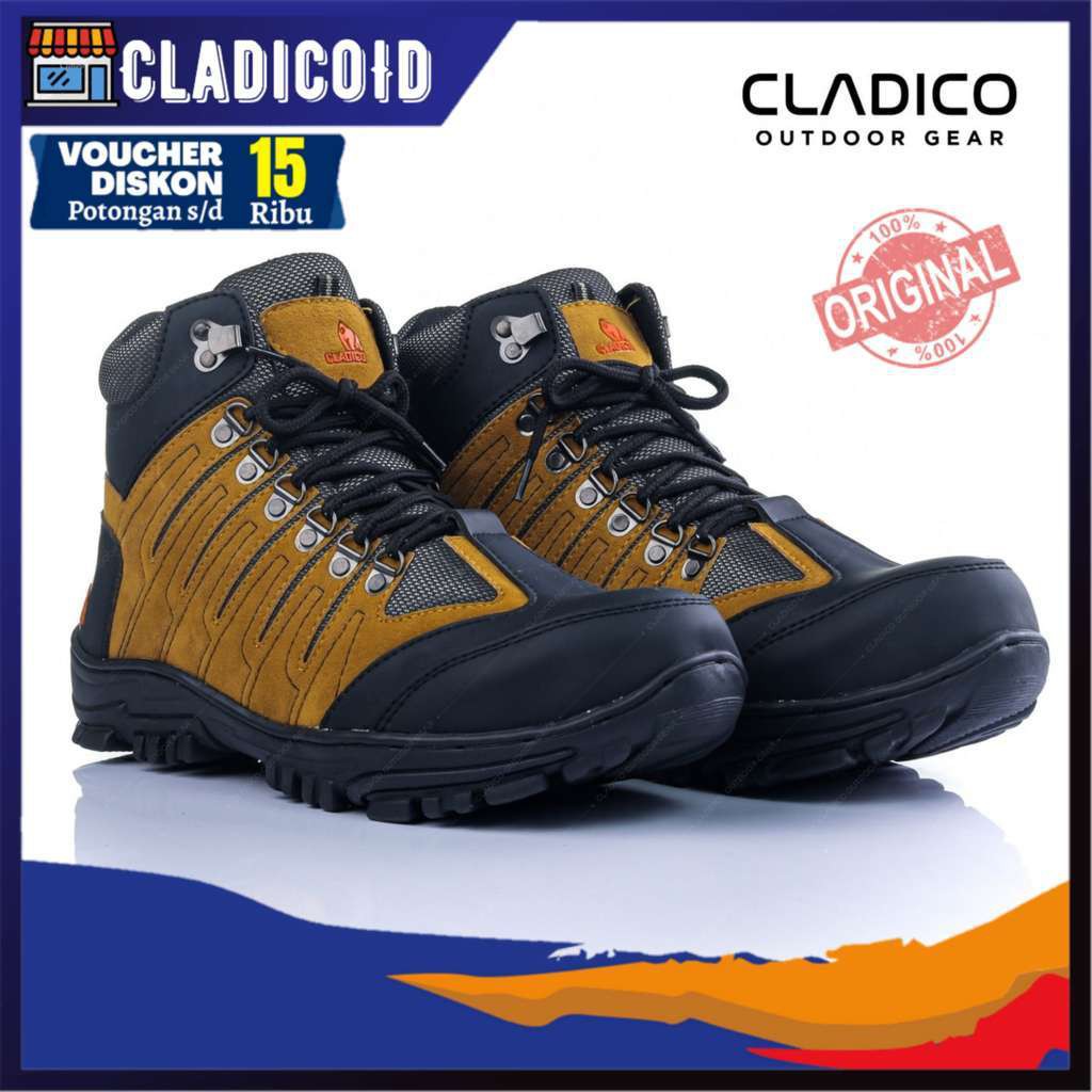 Sepatu Safety Pria Ujung Besi Boots Tinggi Keren Outdoor Hiking Kerja Proyek Cladico Coupe Original