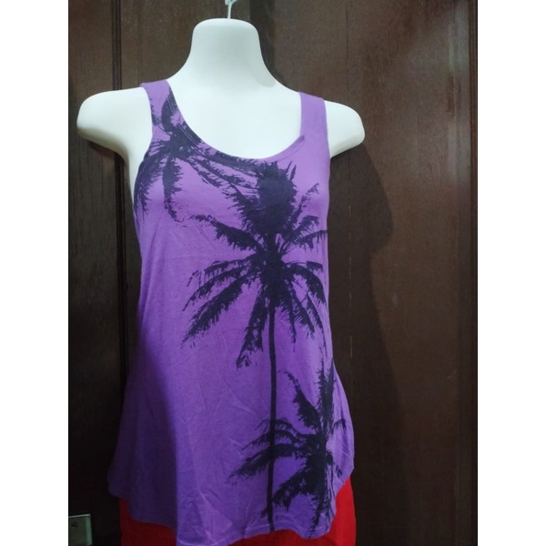 kaos wanita tanpa lengan ungu preloved