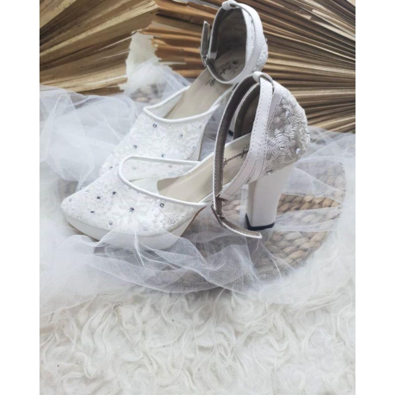 sepatu wanita cantik sepatu wedding siera putih 10cm