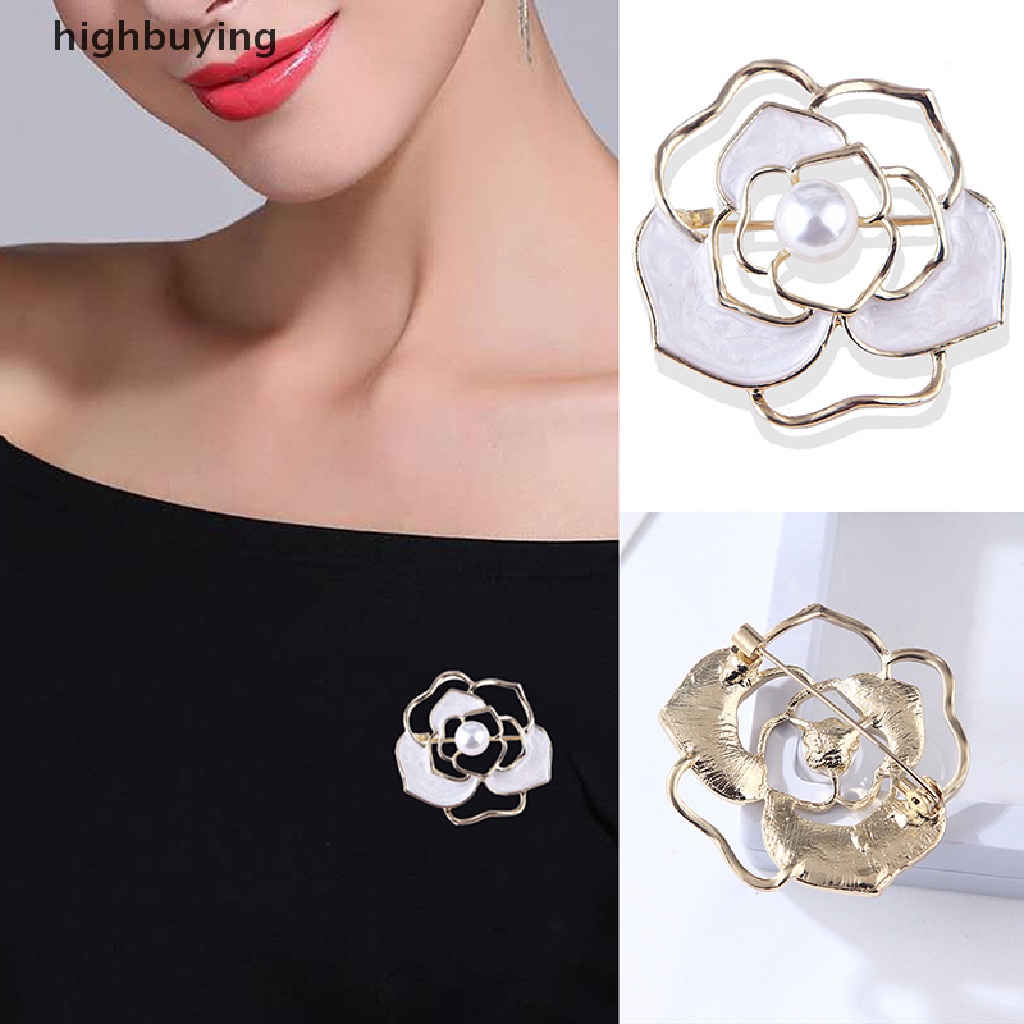 Hbid Bros Bunga Camellia hollow Aksen Mutiara Untuk Wanita