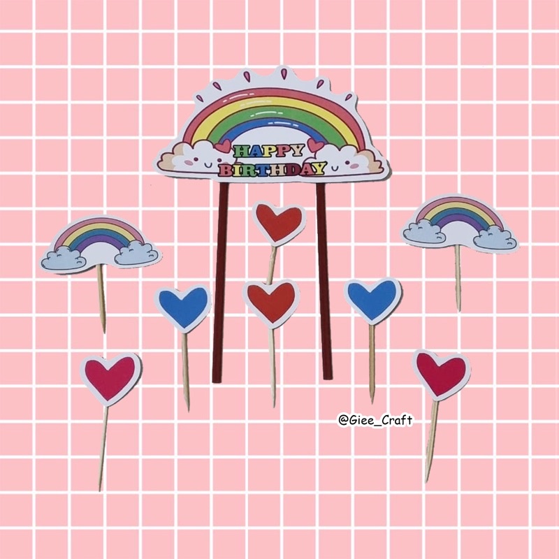 Cake Topper Rainbow Love / Topper Kue Rainbow Love / Hiasan Kue Rainbow Love / Rainbow Love