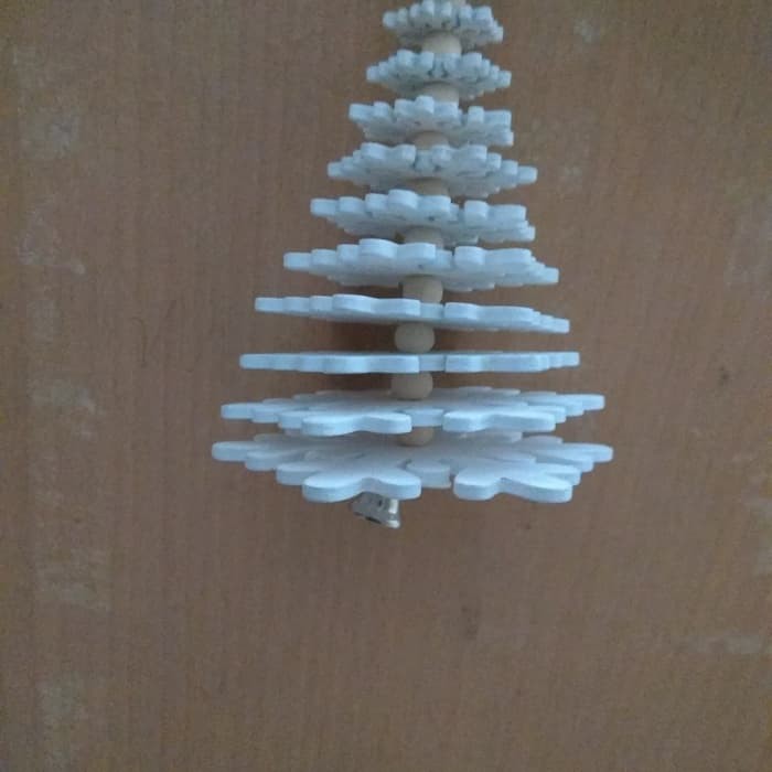 hiasan natal gantung kayu xmas tree putih Christmas ornament