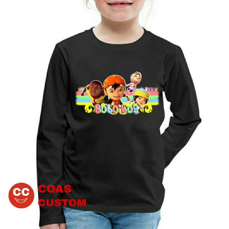 BAJU KAOS BOBOIBOY LENGAN PANJANG FREE CETAK NAMA